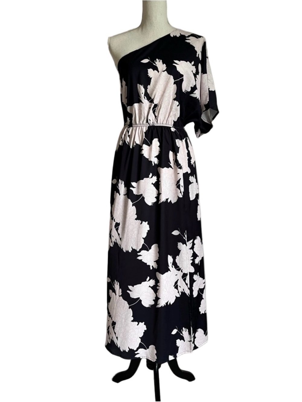 Cupshe Black One-Shoulder Floral Maxi Dress - Picture 1 of 5